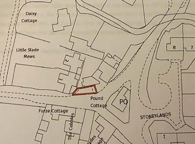 Map showing the boundary of land owned by the Parish Council adjacent to the Telephone Box